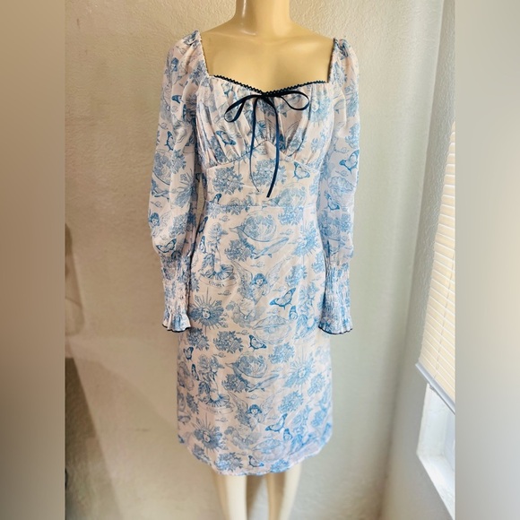 SIMPLE RETRO MILA ELEGANT SQUARE NECK CONTRAST PRINT DRESS SIZE S - Picture 8 of 16